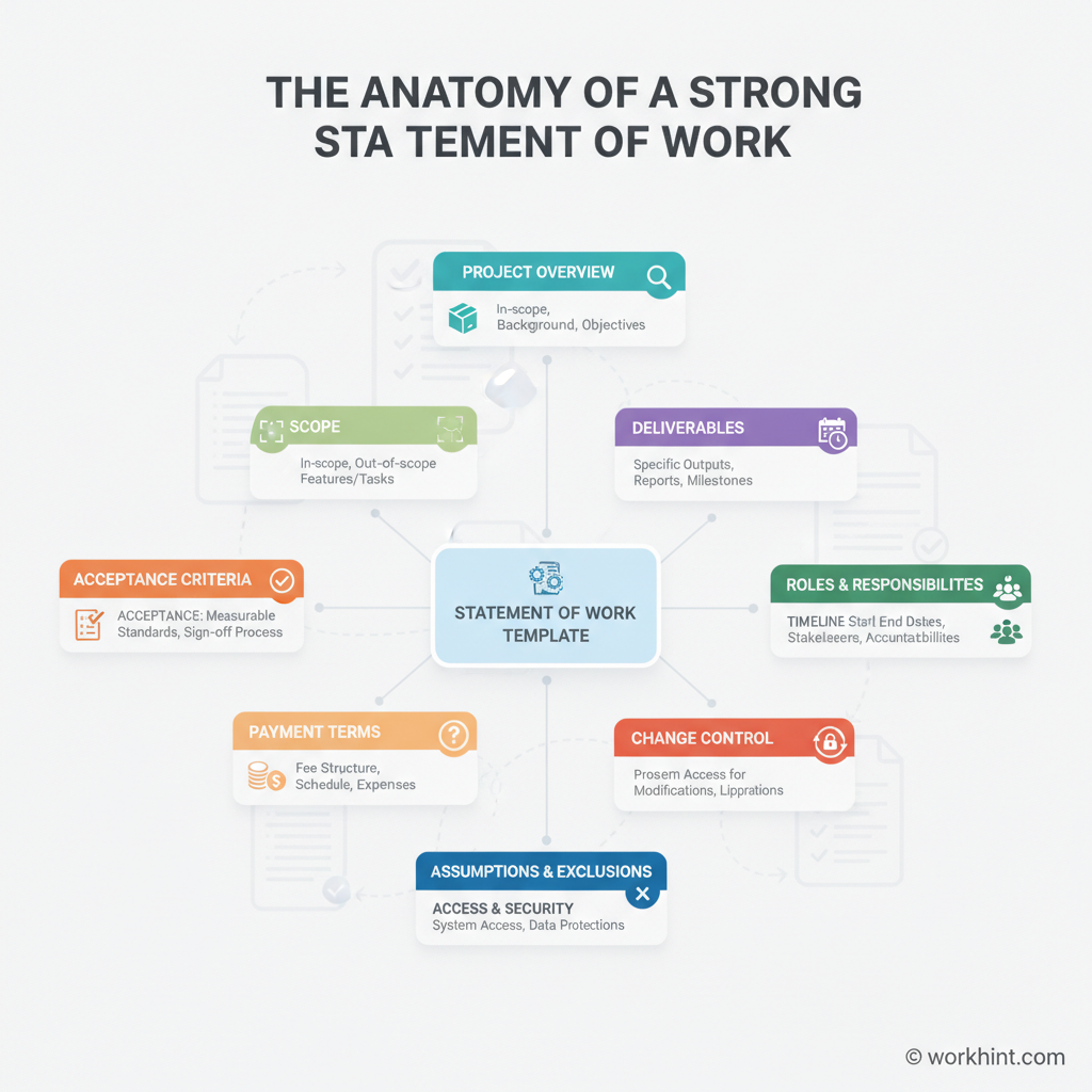 Statement of work template anatomy infographic