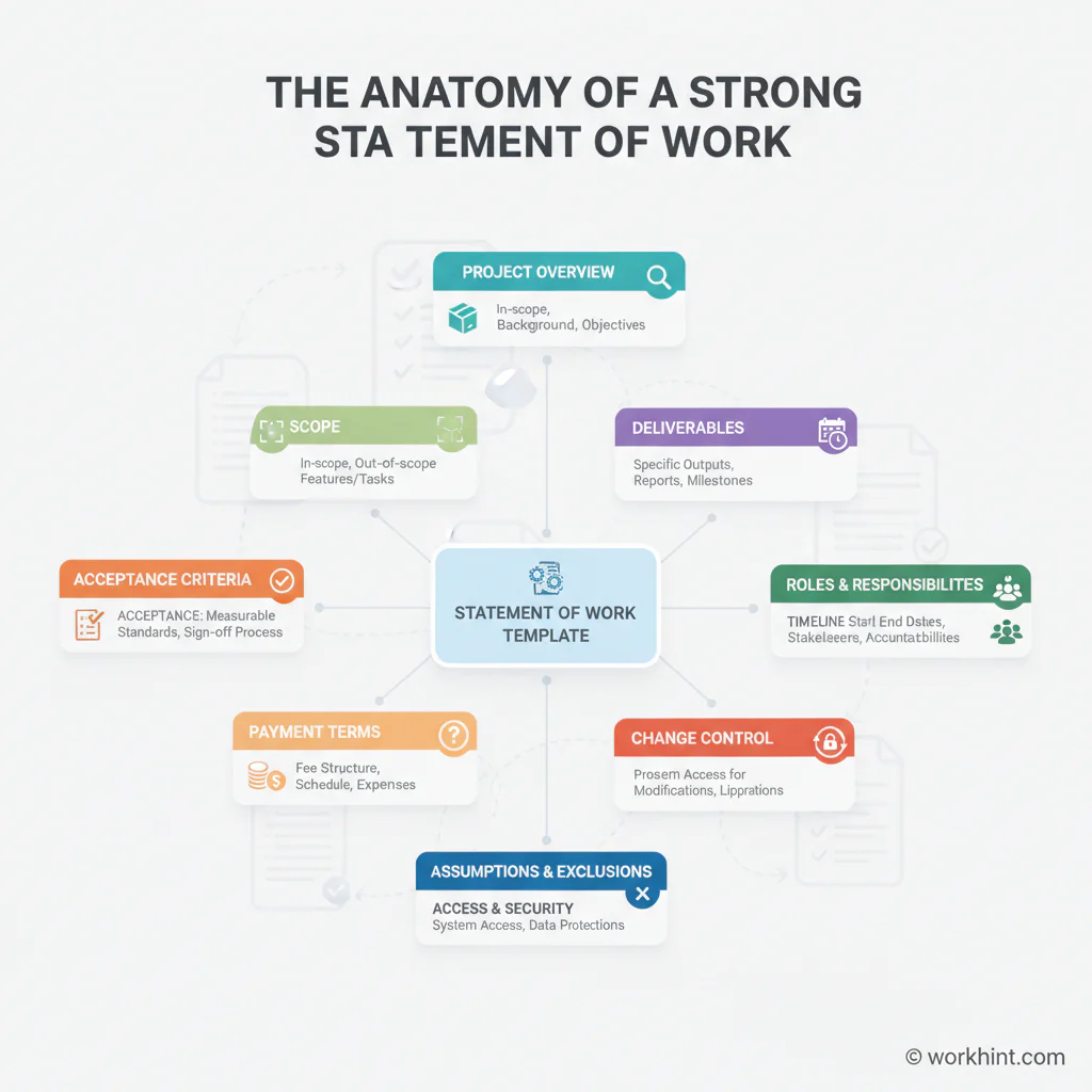 Statement of work template anatomy infographic