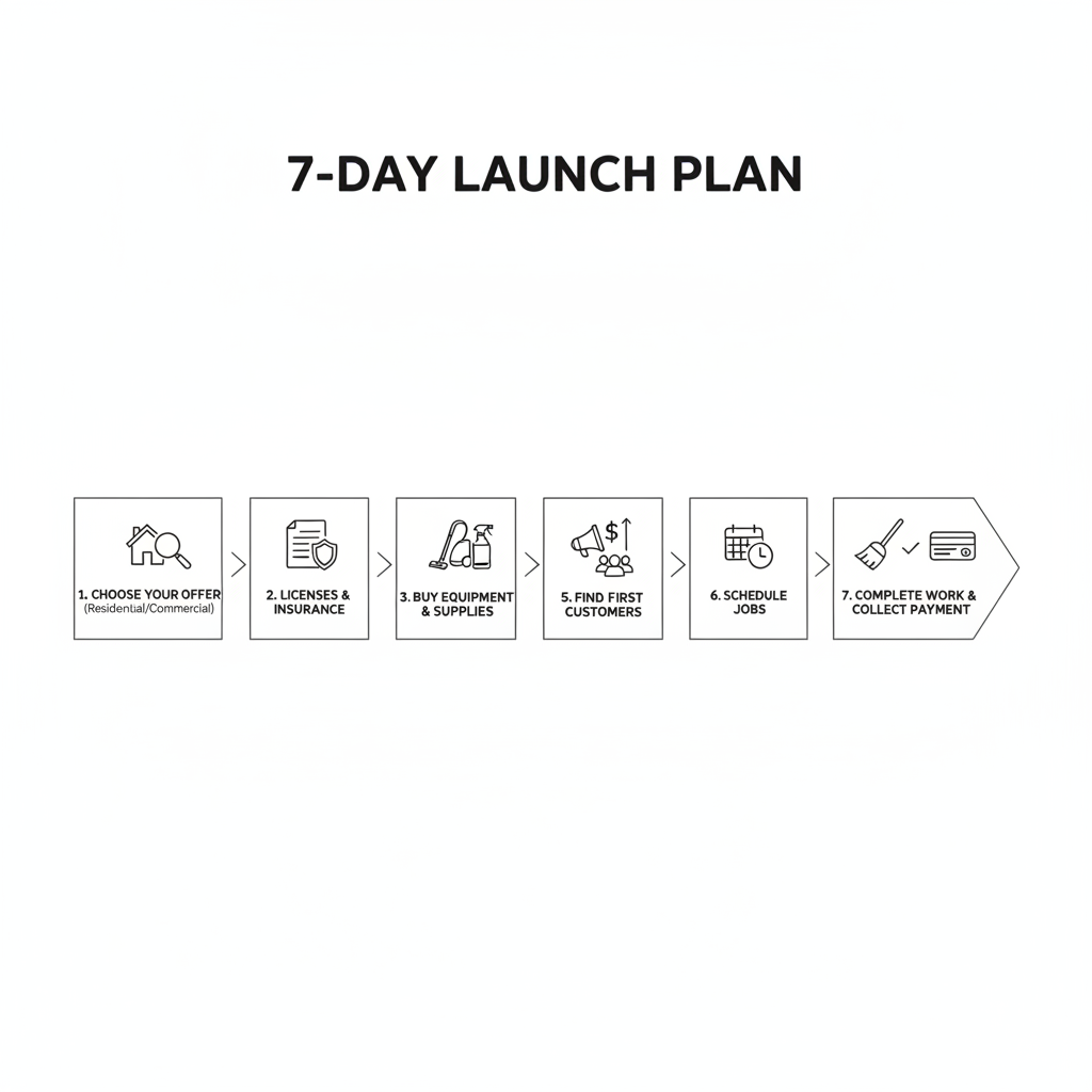 Cleaning business startup process infographic