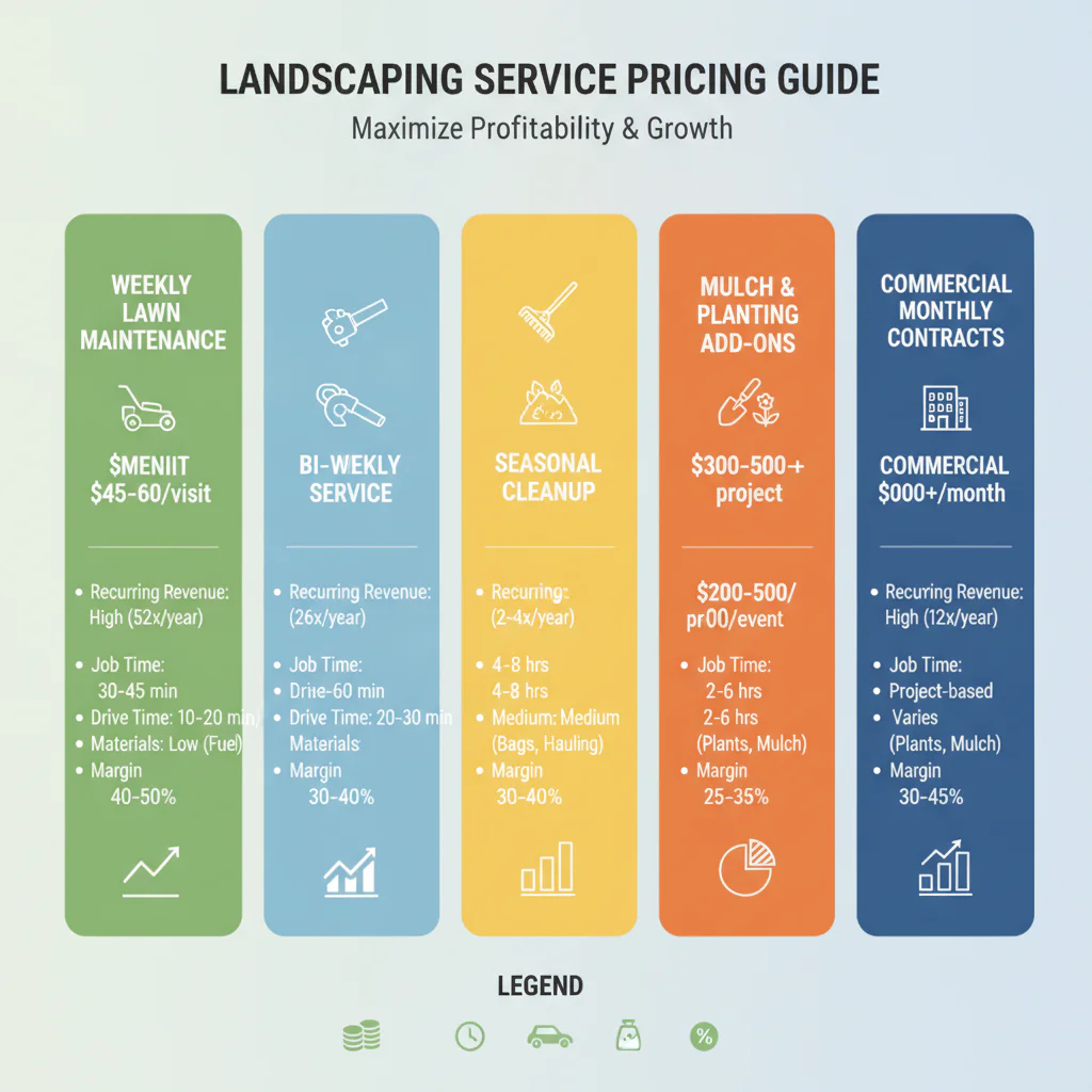Landscaping service pricing model comparison graphic