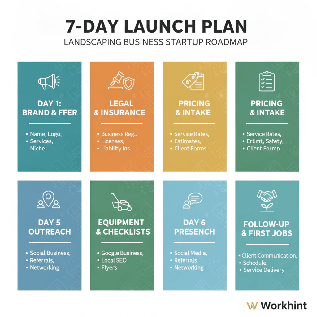 Seven-day launch roadmap for starting a landscaping business