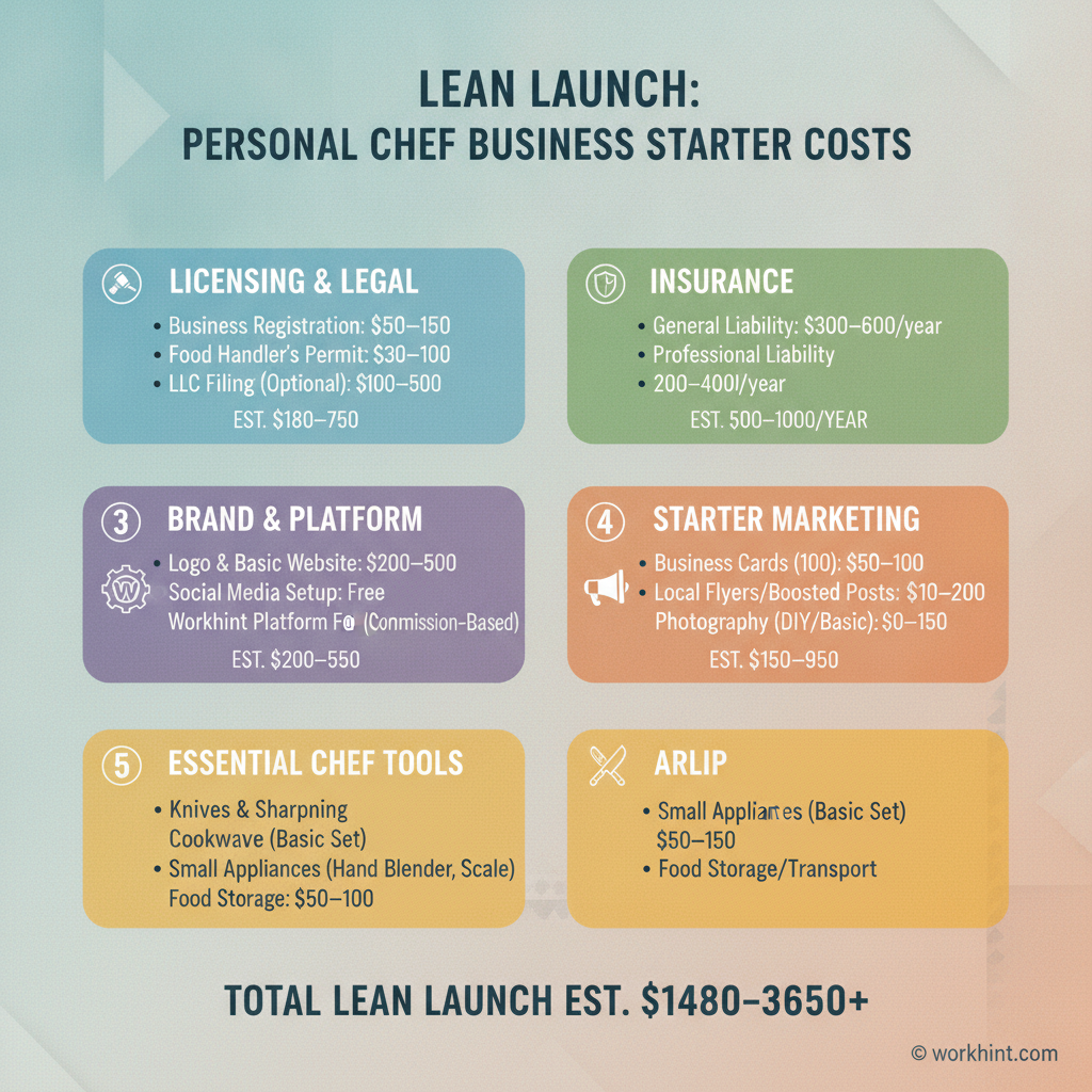 Lean startup cost breakdown for a personal chef business