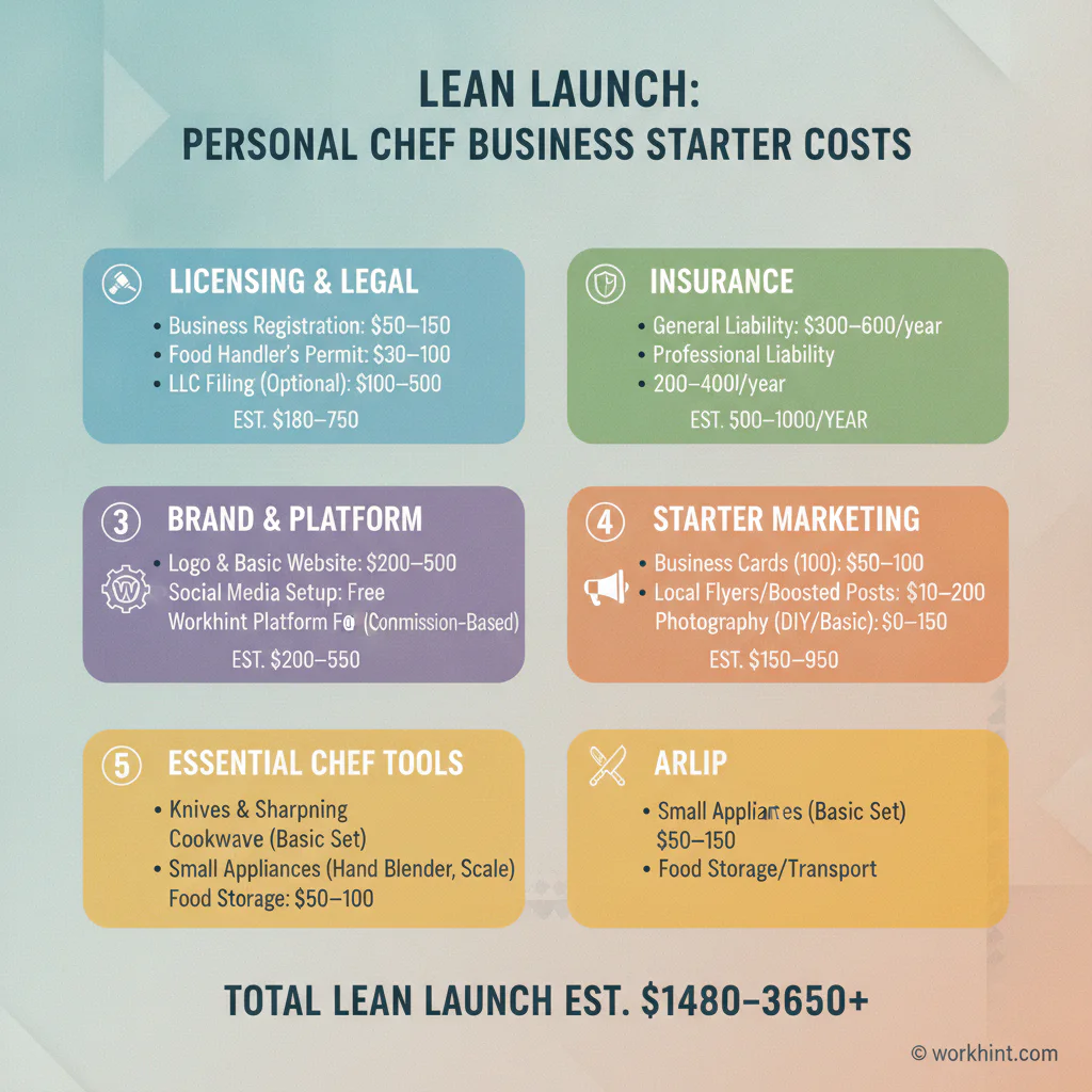 Lean startup cost breakdown for a personal chef business