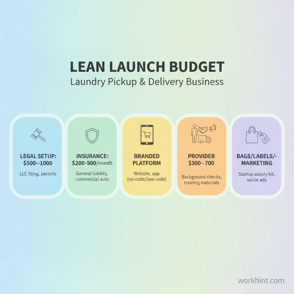 Lean launch cost breakdown and operating workflow for a laundry pickup and delivery business