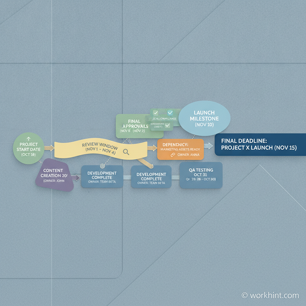 Workback schedule template timeline visual
