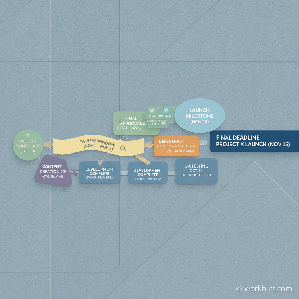 Workback schedule template timeline visual