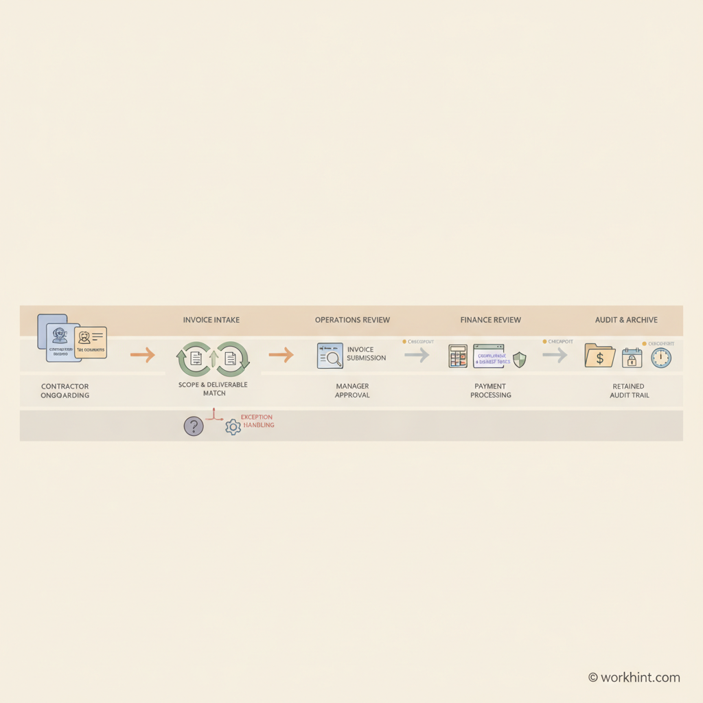 Contractor invoice approval workflow visual