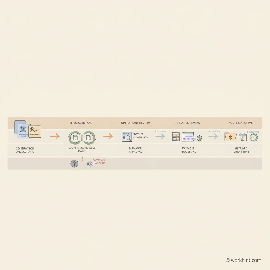 Contractor invoice approval workflow visual