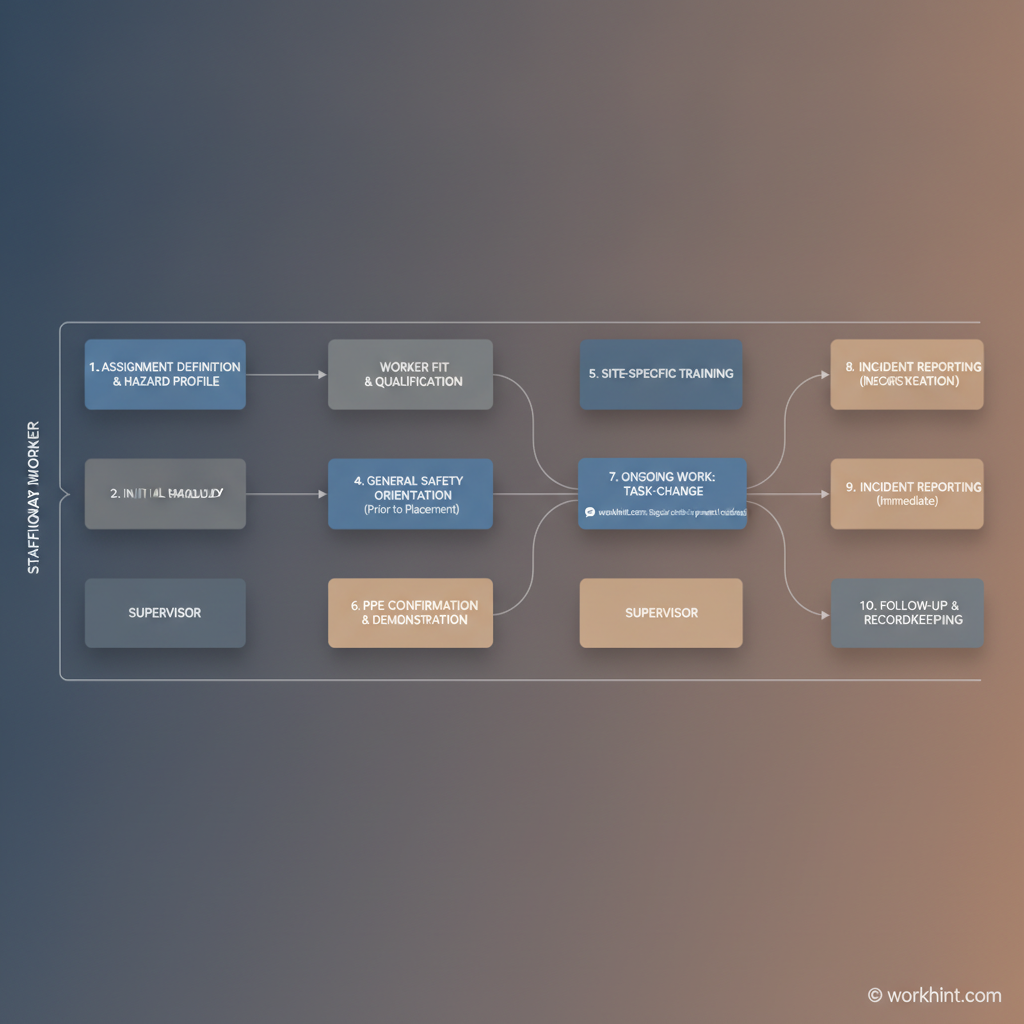 Temporary worker safety workflow across staffing agency and host employer responsibilities
