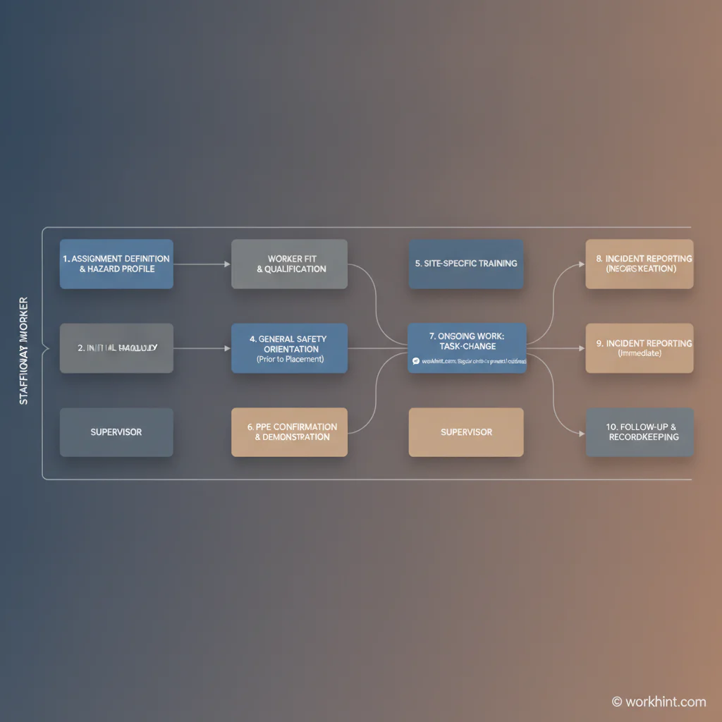 Temporary worker safety workflow across staffing agency and host employer responsibilities