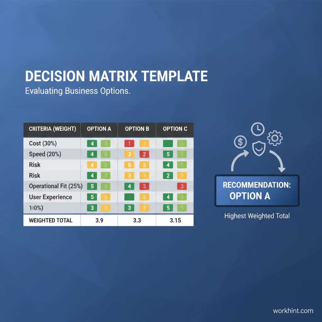 Weighted decision matrix template infographic