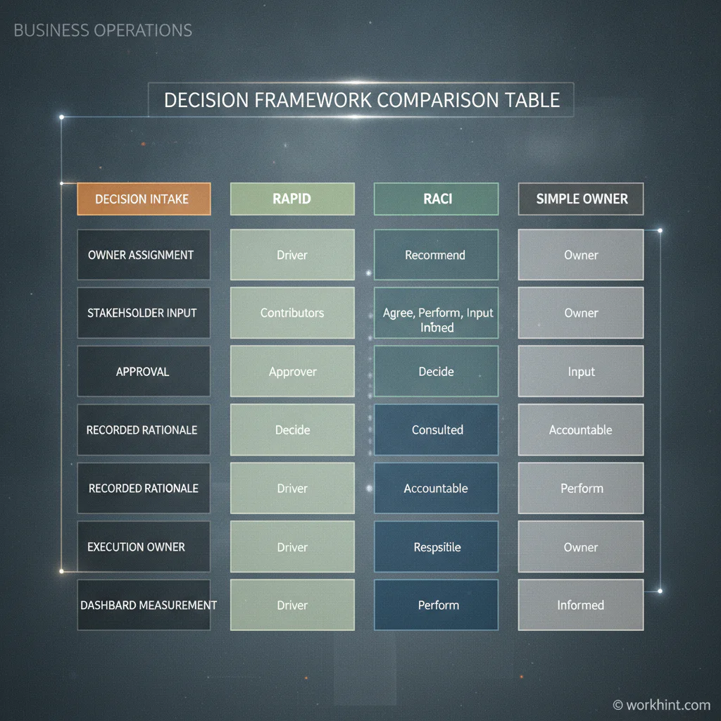 Decision-making framework comparison map