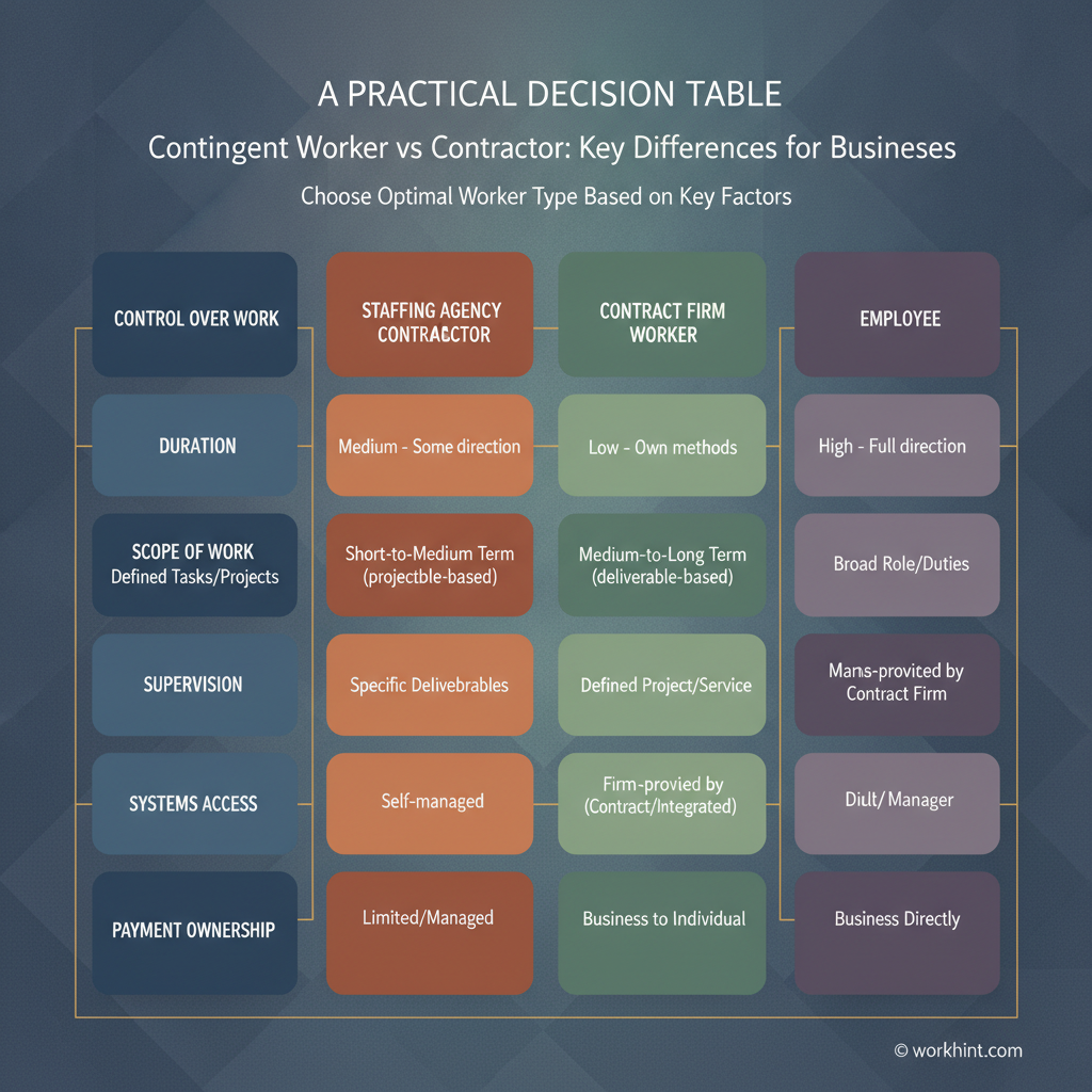 Contingent worker versus contractor decision workflow for choosing the right external workforce model