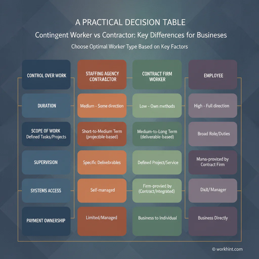 Contingent worker versus contractor decision workflow for choosing the right external workforce model