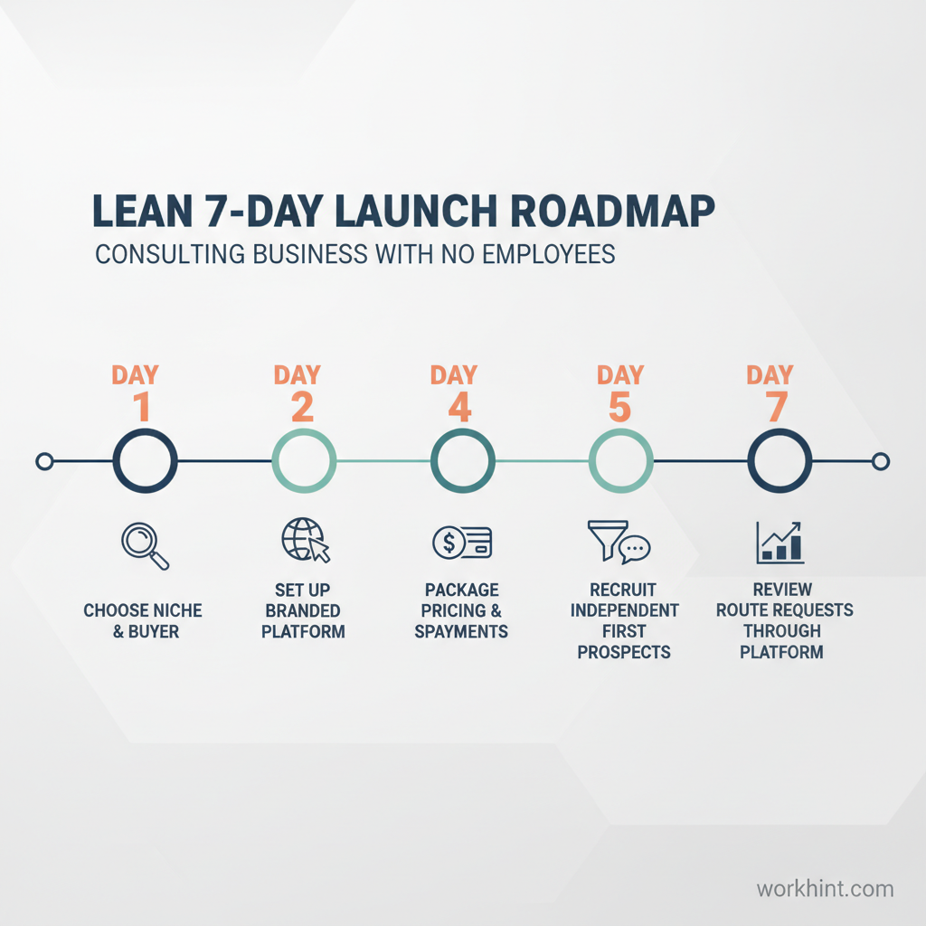 Seven-day launch roadmap for a no-employee consulting business