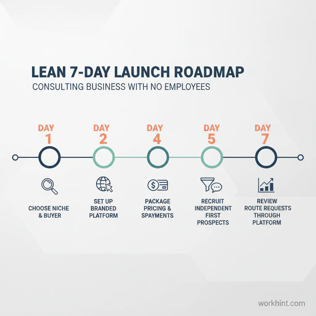Seven-day launch roadmap for a no-employee consulting business