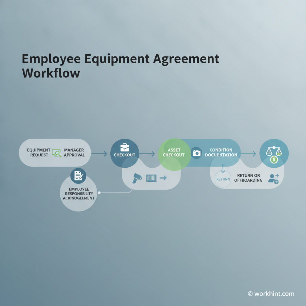 Employee equipment agreement workflow infographic