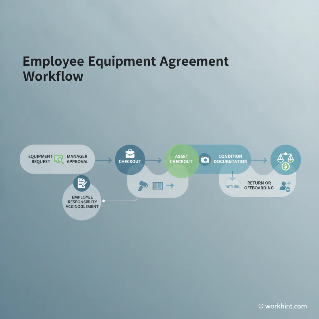 Employee equipment agreement workflow infographic
