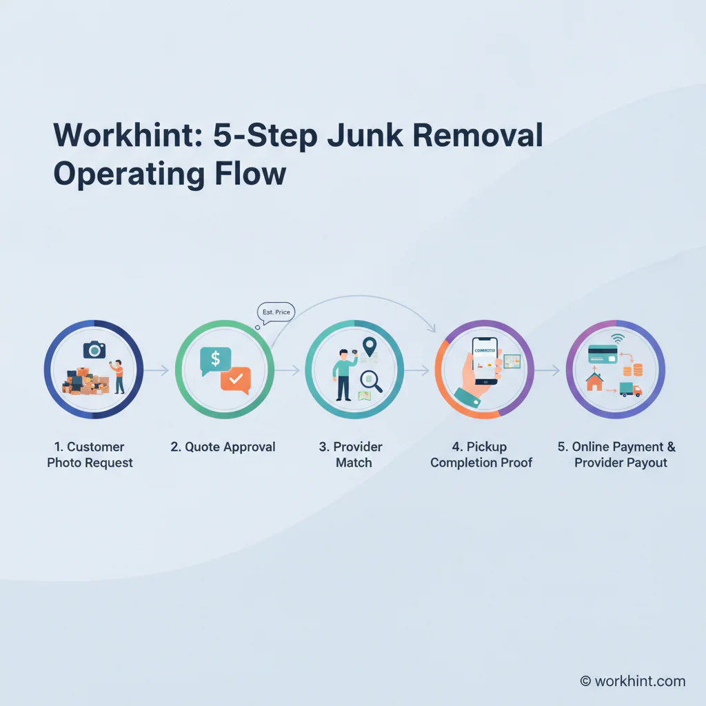 Junk removal operating workflow from request to payout