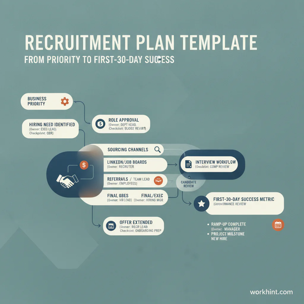 Recruitment plan template workflow infographic