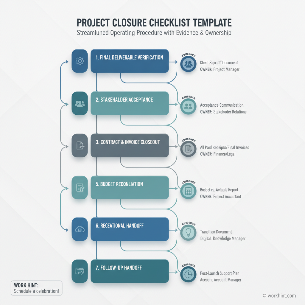 Project closure checklist workflow visual