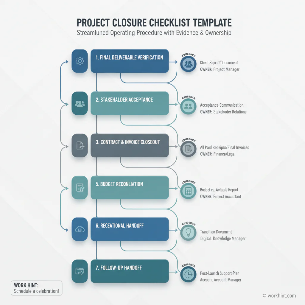 Project closure checklist workflow visual