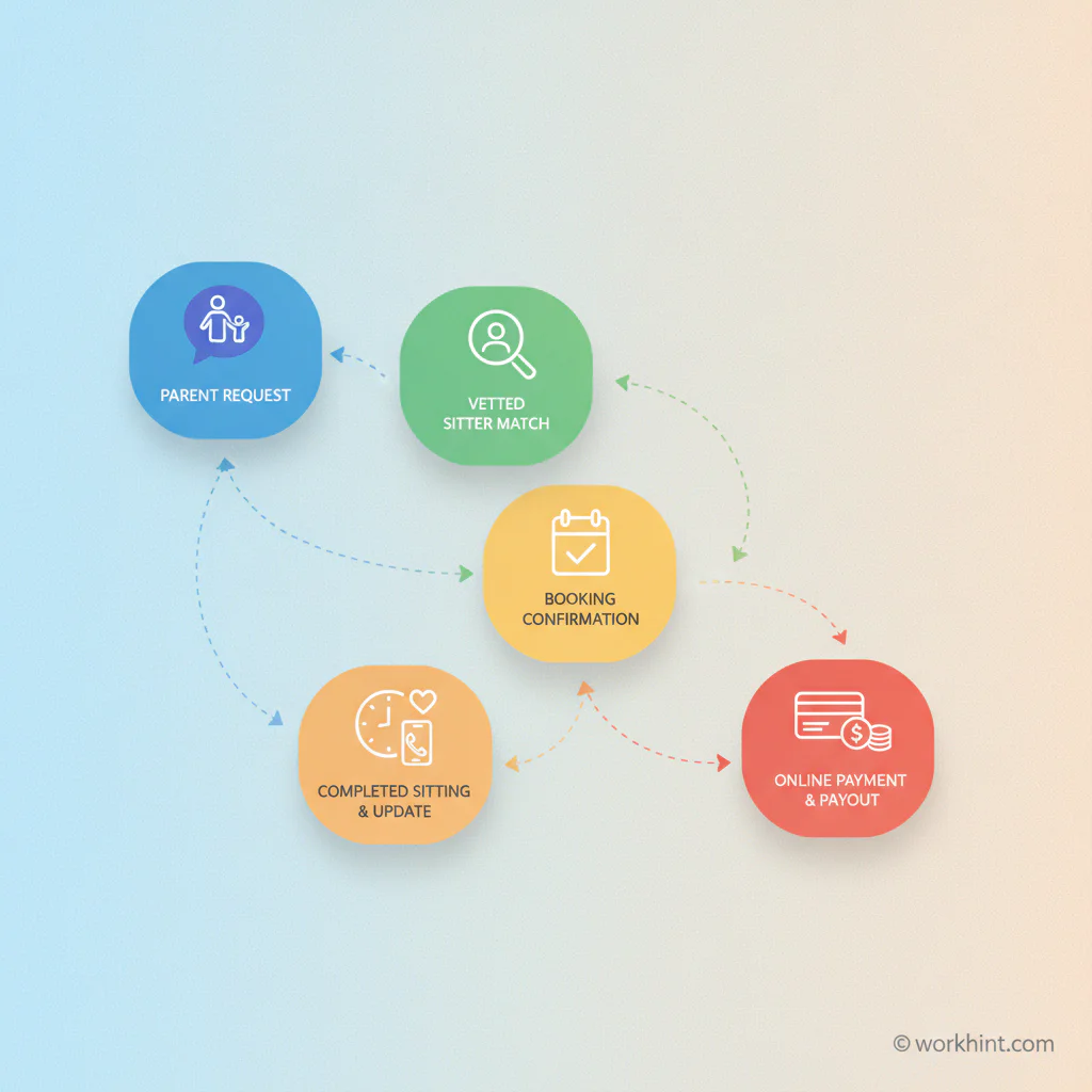 Babysitting agency operating flow inside Workhint