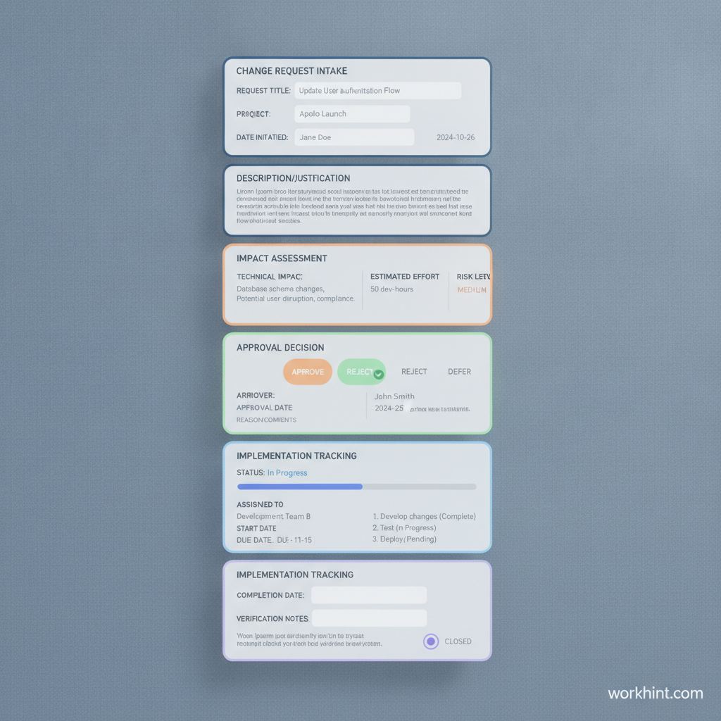 Change request form workflow visual