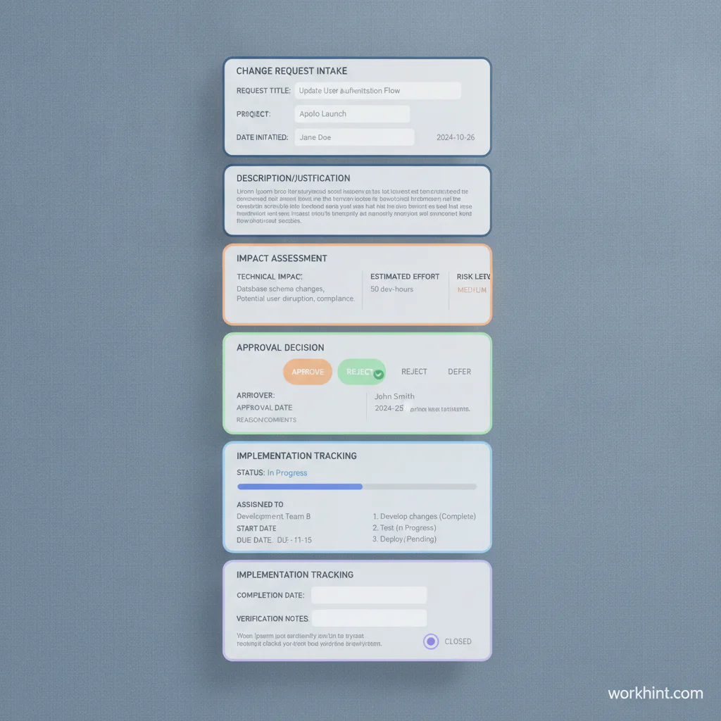Change request form workflow visual