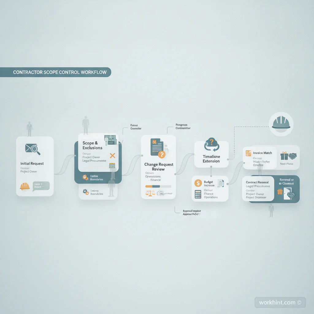 Contractor scope control workflow from request to closeout