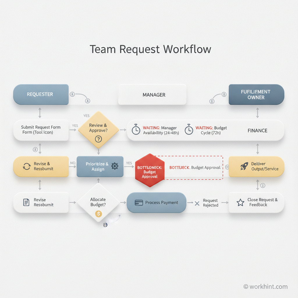 Swimlane diagram example for a team request workflow