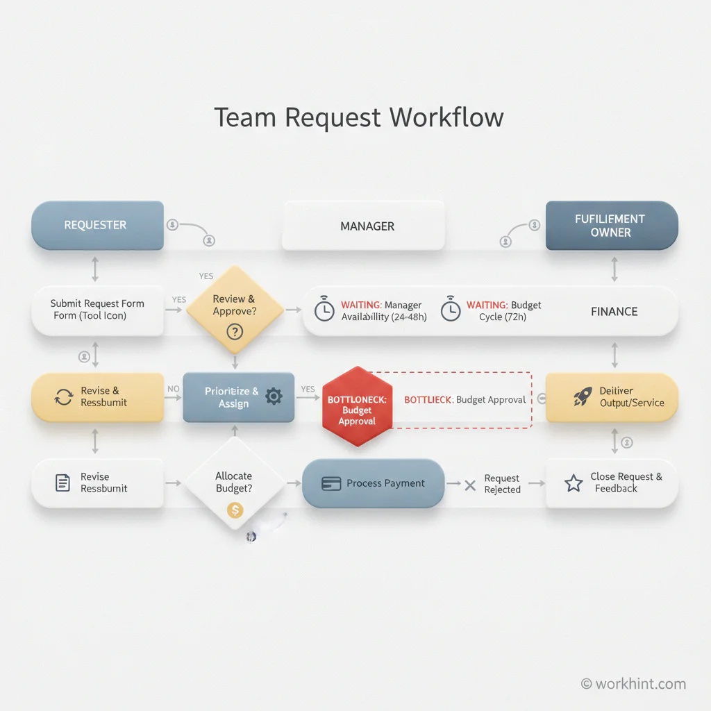 Swimlane diagram example for a team request workflow