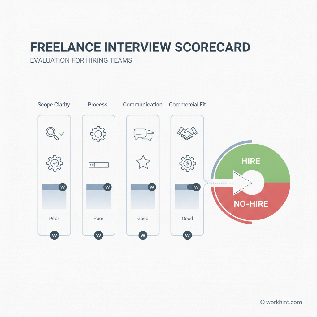 Freelance interview scorecard workflow from scope review to hiring decision
