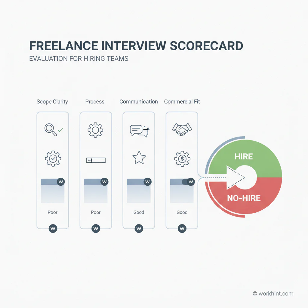 Freelance interview scorecard workflow from scope review to hiring decision