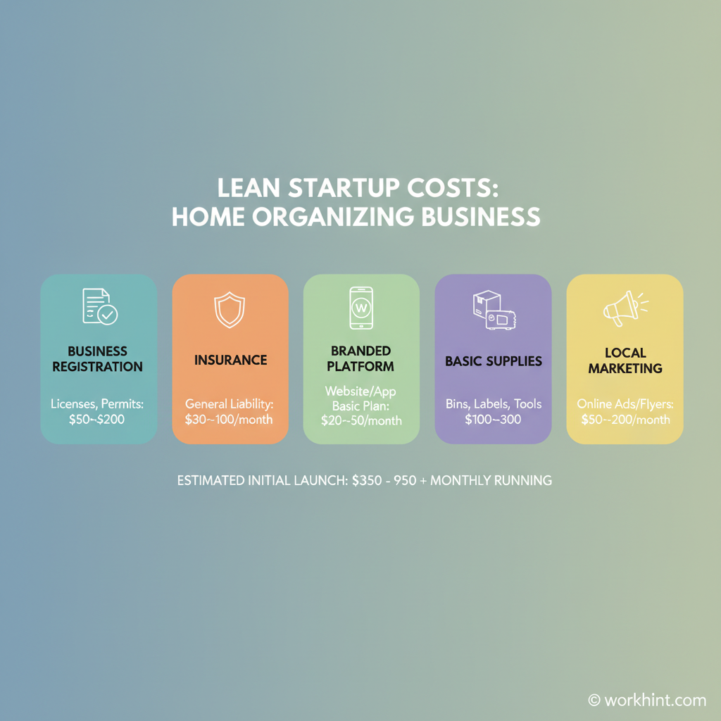 Lean startup cost breakdown for launching a home organizing business