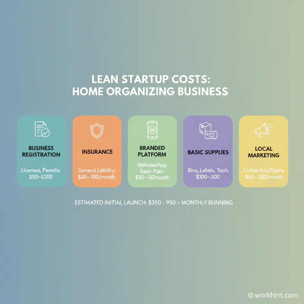 Lean startup cost breakdown for launching a home organizing business