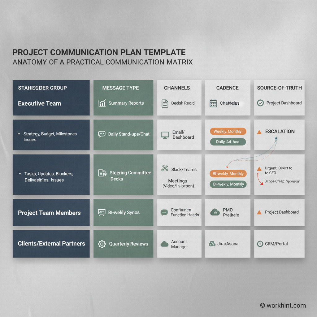 Project communication plan template matrix