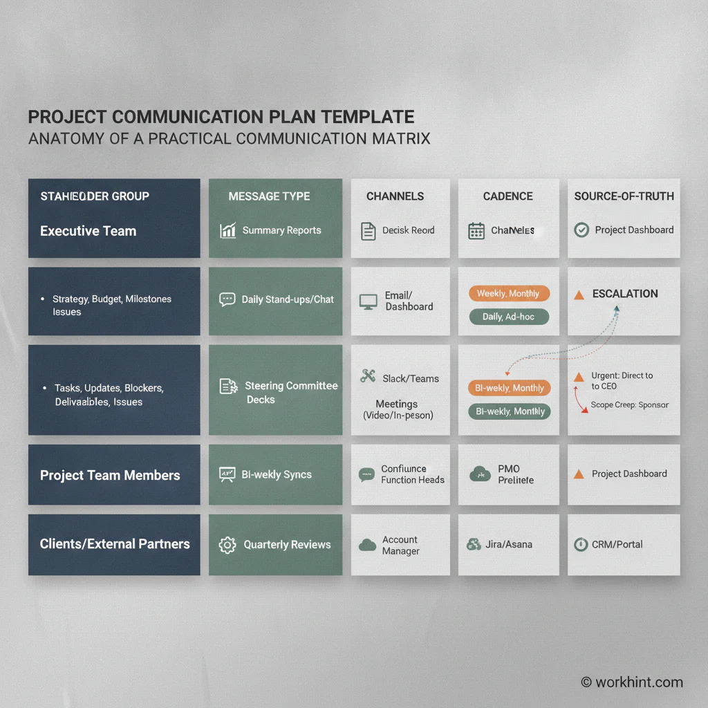 Project communication plan template matrix