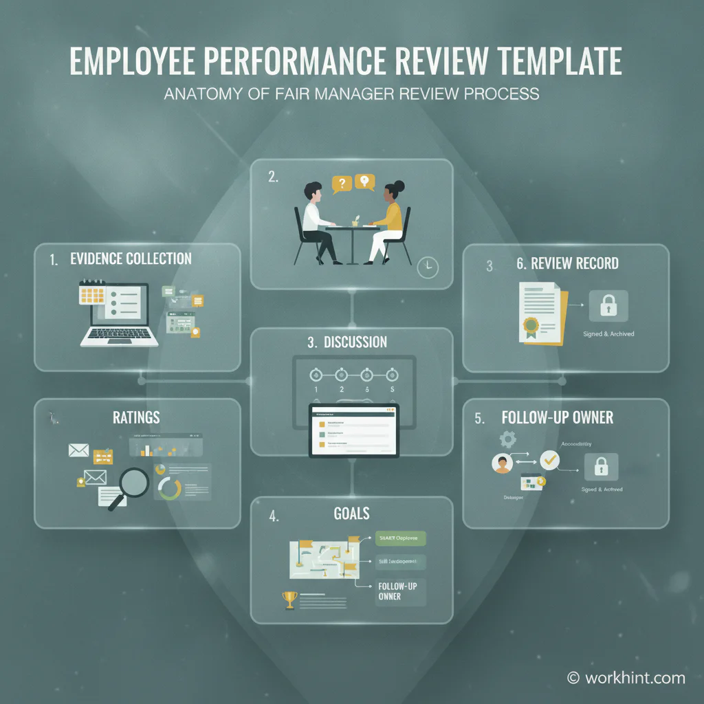 Employee performance review workflow and template anatomy
