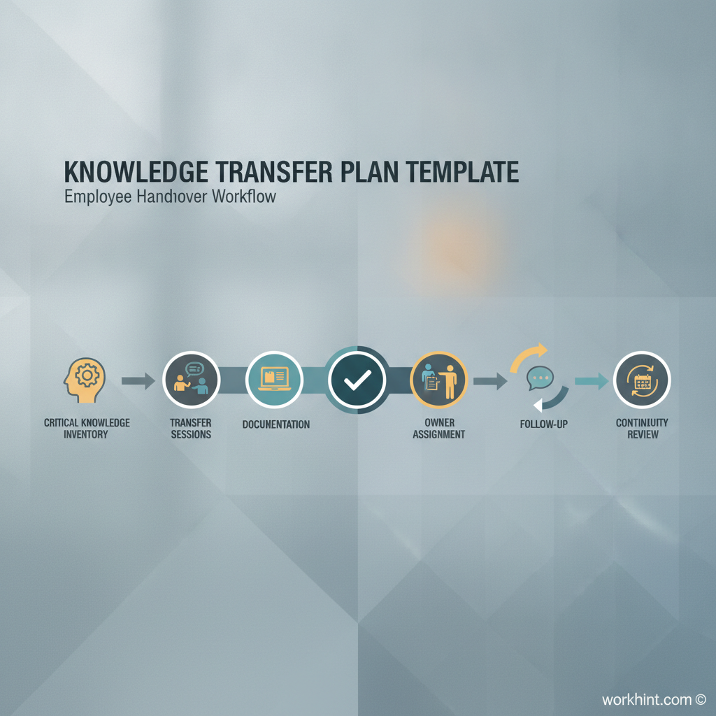 Knowledge transfer plan handover workflow infographic