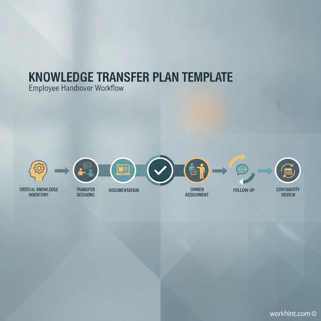 Knowledge transfer plan handover workflow infographic