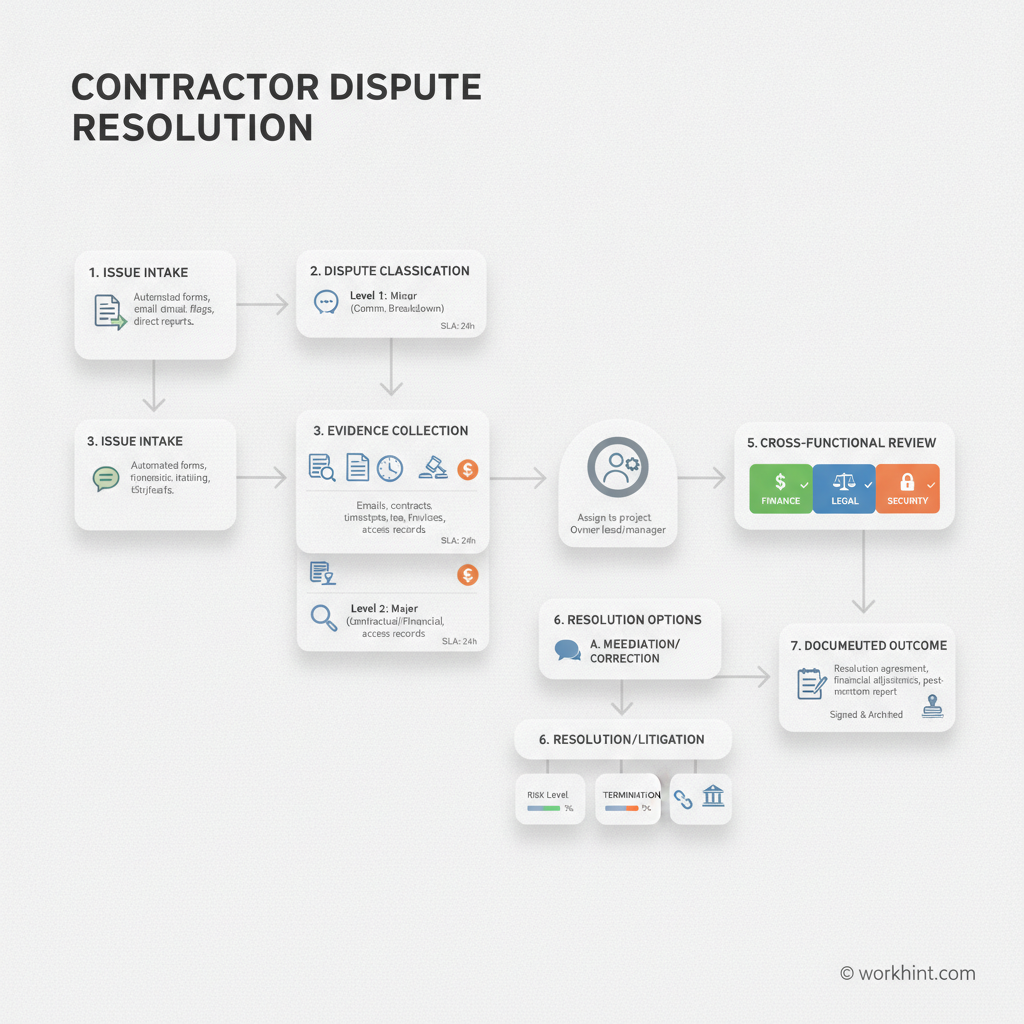 Contractor dispute resolution workflow