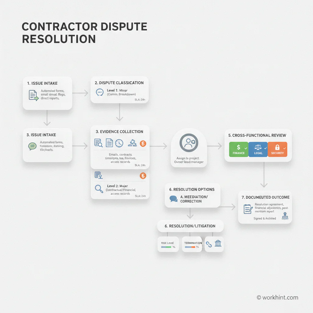 Contractor dispute resolution workflow