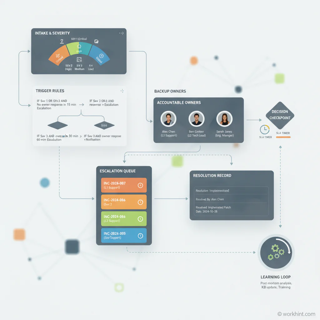 Escalation matrix workflow map