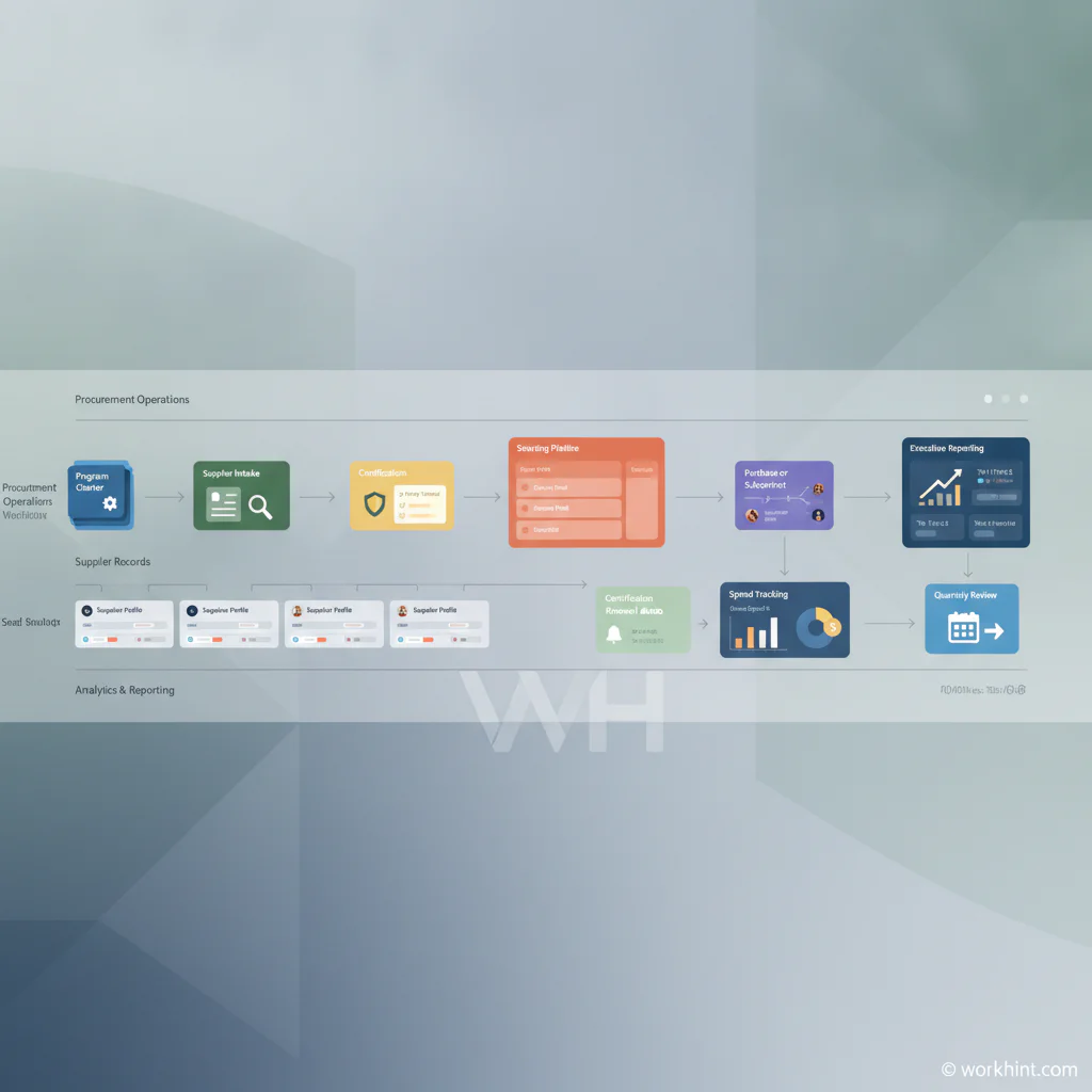 Supplier diversity program workflow from charter to reporting