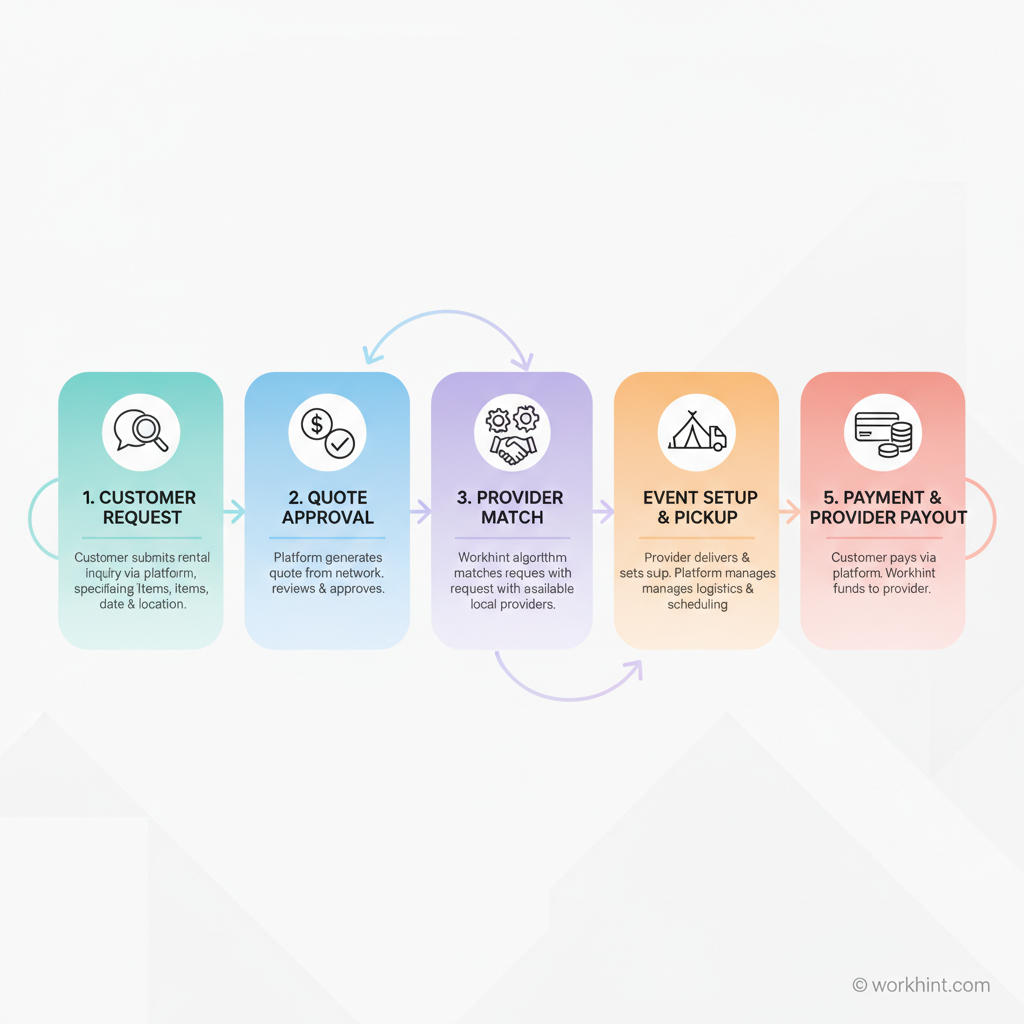 Platform-first party rental operating workflow