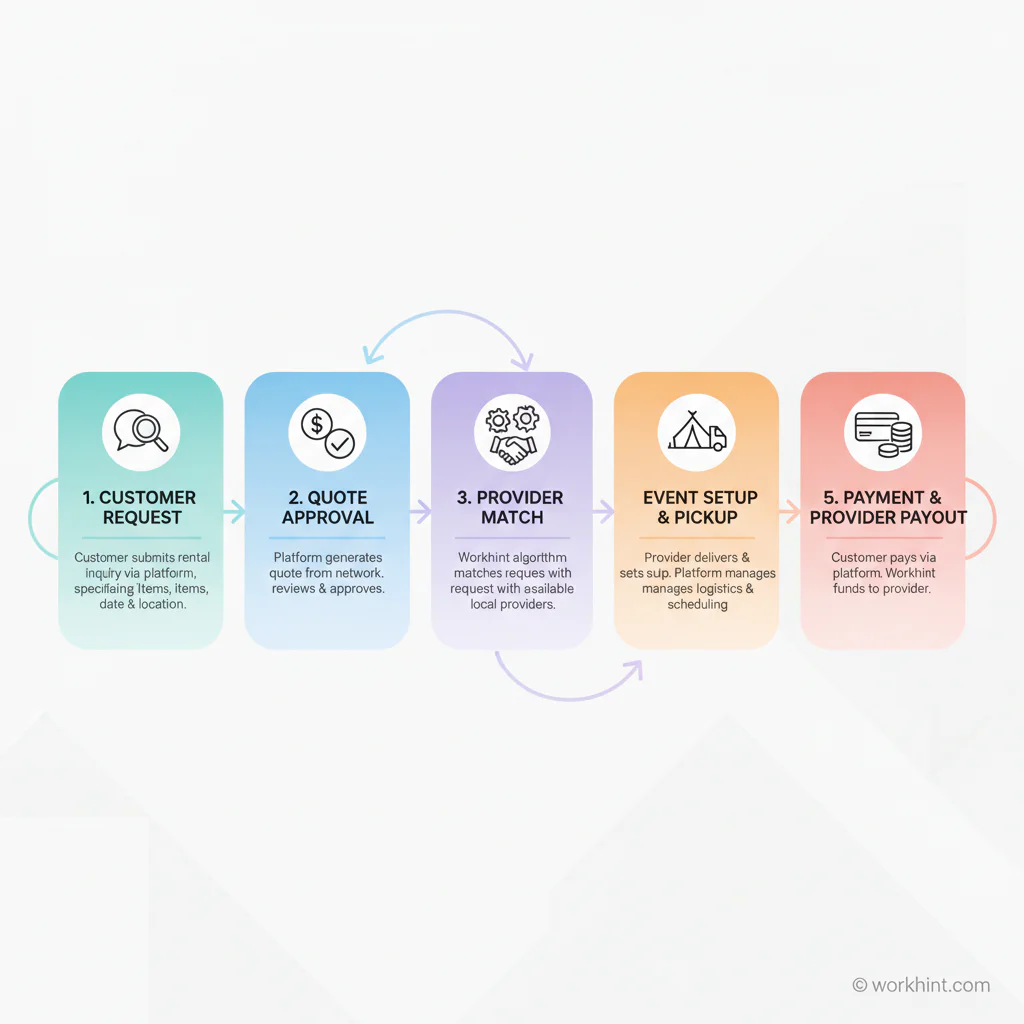 Platform-first party rental operating workflow