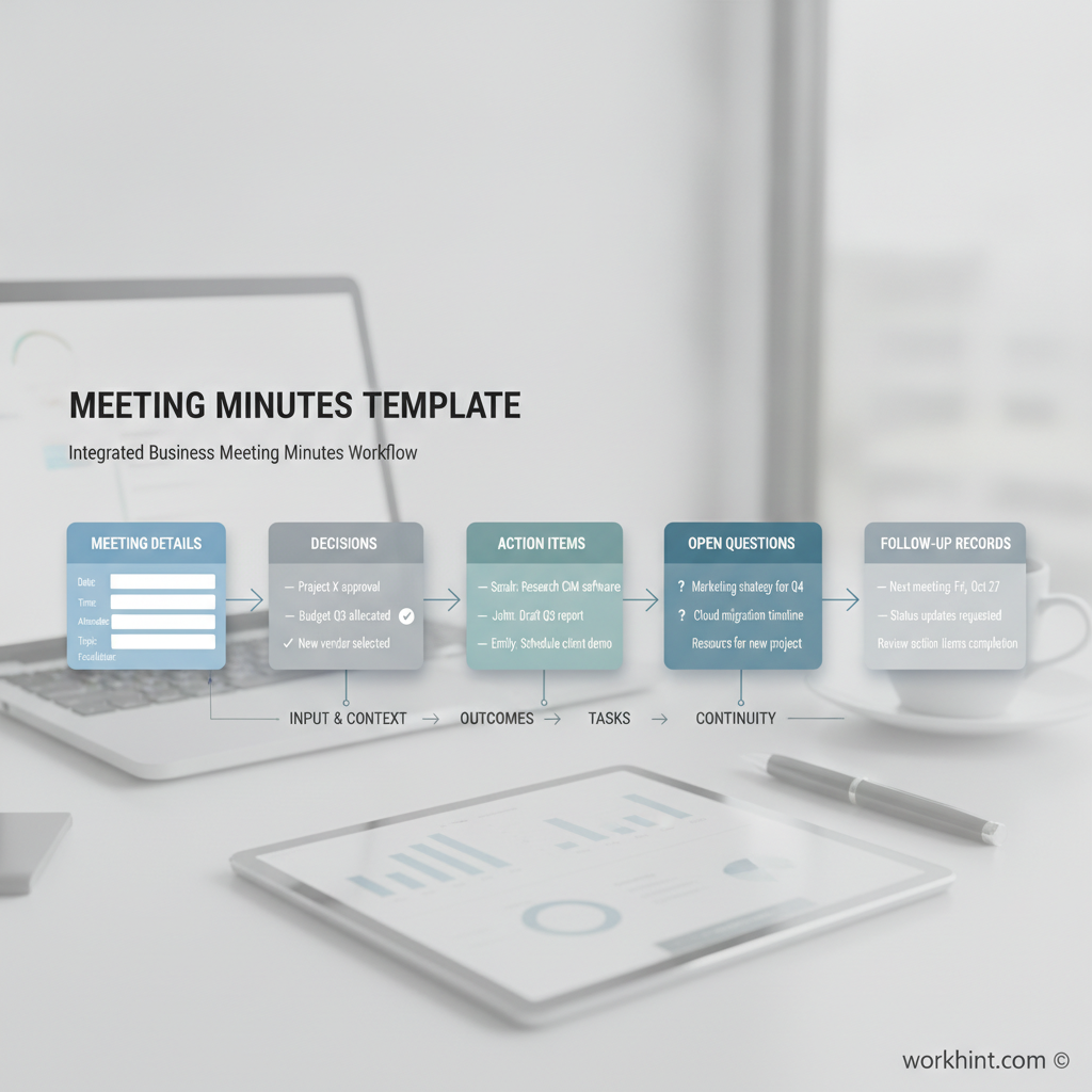 Meeting minutes template anatomy infographic