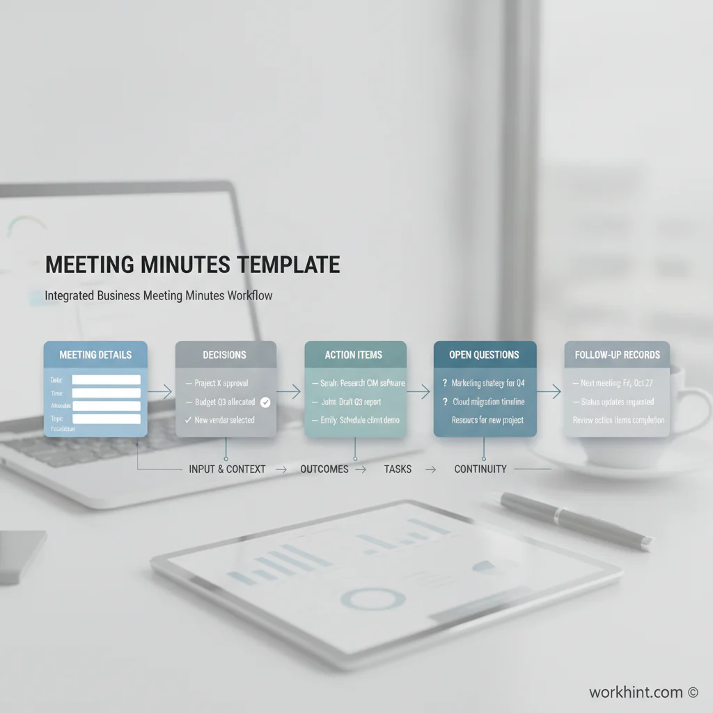Meeting minutes template anatomy infographic