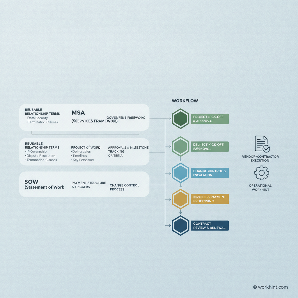 MSA and SOW workflow for vendor and contractor projects